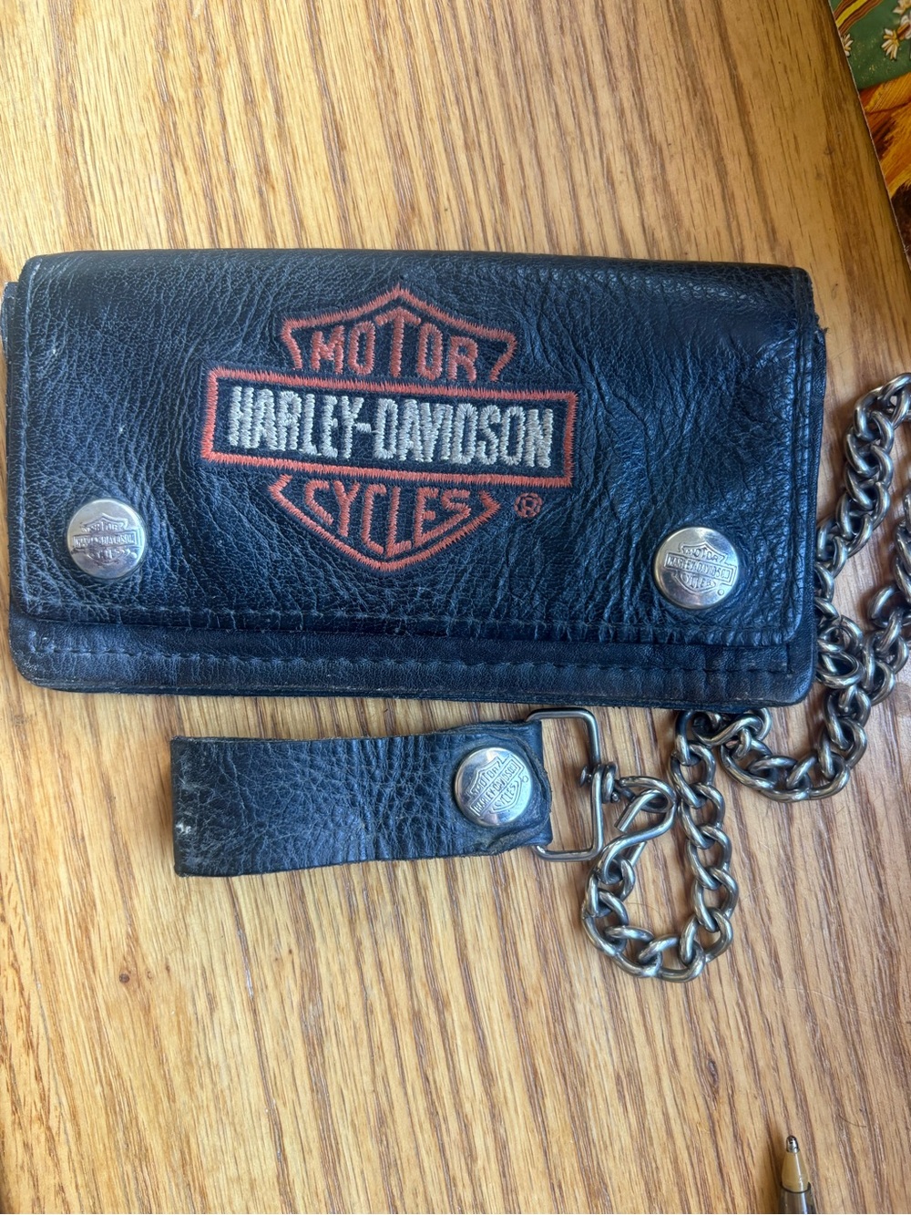 Vintage Harley-Davidson Black Leather Chain Wallet